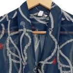 Vorschaubild 2 von Damen Bluse Blau Maritim Muster Einheitsgröße Langarm Wickeloptik