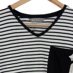Vorschaubild 4 von Damen T-Shirt Einheitsgröße Schwarz Weiß Gestreift Casual Applikation