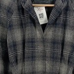 Vorschaubild 6 von Wollmantel Damen Grau Kariert Gr. 36 / S Klassisch Bindegürtel