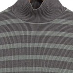 Vorschaubild 4 von Damen Pullover Grau Gestreift Rippstrick Rollkragen Gr. 36/S