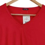 Vorschaubild 4 von Pullover Damen Rot Einheitsgröße Casual V-Ausschnitt Strasssteine