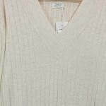 Vorschaubild 6 von Damen Strickkleid Beige Gr. 34/XS Rippstrick V-Ausschnitt Midikleid Casual
