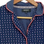 Vorschaubild 3 von Schlafanzug Oberteil Damen Blau Gepunktet Kurzarm Casual