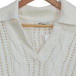 Vorschaubild 4 von Damen Pullover Gr. 36/S Weiß Zopfstrick Lochmuster Cropped Casual