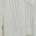 Vorschaubild 5 von Damen Pullover Gr. 36/S Weiß Zopfstrick Lochmuster Cropped Casual