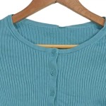 Vorschaubild 5 von Damen Strickjacke Türkis Gr. 34/XS Rippstrick Crop
