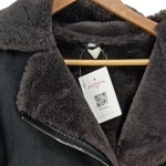Vorschaubild 4 von Lederjacke Damen Gr. 34/XS Schwarz Uni Casual Langarm Freizeit Polyester