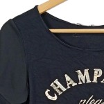 Vorschaubild 6 von Damen T-Shirt Schwarz Modisch Champagne please Aufdruck Gr. XS