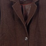 Vorschaubild 5 von Klassischer Mantel Damen Gr. 42/XL Braun Viskose Wolle Uni Langarm Knopf