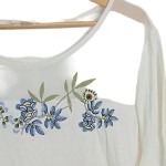Vorschaubild 6 von Damen T-Shirt Gr. 48 Weiß Casual mit Blumenstickerei
