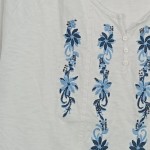 Vorschaubild 5 von Damen Bluse Blumenmuster Stickerei Weiß Gr. 52 Kurzarm