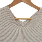 Vorschaubild 5 von Damen Strickshirt V-Ausschnitt Rippstrick Beige Gr. 40/L