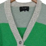 Vorschaubild 8 von Strickjacke Damen Gr. 36 Cardigan Blockstreifen Grün Grau
