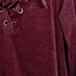 Vorschaubild 6 von Damen Samt Kapuzenpullover Schnürung Rot Gr. 38/M