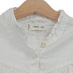 Vorschaubild 2 von Bluse Kinder Weiß Gr. 122 Baumwolle Uni Feminin Langarm Freizeit Rüschen
