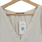 Vorschaubild 3 von Bluse Damen Beige Kurzarm Gr. 38 M Uni Falten Freizeit Polyester
