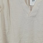 Vorschaubild 4 von Bluse Damen Beige Kurzarm Gr. 38 M Uni Falten Freizeit Polyester