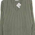Vorschaubild 2 von Strickkleid Damen Oliv Gr. 38/M Viskose Rippstrick Minimalistisch