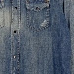 Vorschaubild 4 von Freizeithemd Herren Blau Gr. 52/L Baumwolle Uni Vintage Langarm 60 cm