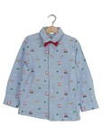 Vorschaubild 1 von Kinder Freizeithemd Langarm Weihnachtsmotiv Rentier Blau Gr. 122