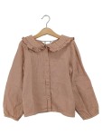 Vorschaubild 1 von Bluse Kinder Gr. 122 Rosa Baumwolle Uni Romantisch Langarm Alltag Rüschen