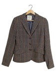 Vorschaubild 1 von Blazer Damen Wolle Kariert Braun Gr. 38 M Langarm Herbst Winter Preppy
