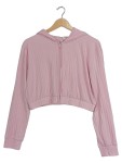 Vorschaubild 1 von Sweatjacke Damen Cropped Kapuze Reißverschluss Rippstrick Rosa Gr. 40 L