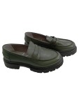 Vorschaubild 1 von Loafer Damen Slipper Halbschuhe Leder Gr. 40 Oliv Grün