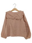 Vorschaubild 2 von Bluse Kinder Gr. 122 Rosa Baumwolle Uni Romantisch Langarm Alltag Rüschen