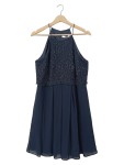 Vorschaubild 1 von Abendkleid Blau Spitze Pailletten Elegant Midikleid Damen Gr. 42 XL