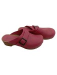 Vorschaubild 1 von Pantoletten Clogs Holzsohle Rot Leder Schnalle Damen Gr. 38