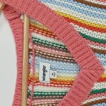 Vorschaubild 2 von Pullunder Damen gestreift V-Ausschnitt Strickweste Wolle Gr. 38 M