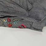 Vorschaubild 2 von Bluse Damen Langarm Baumwolle Blumenmuster Stickerei Schwarz Gr. 42 XL