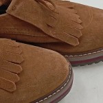 Vorschaubild 3 von Damen Loafer Slipper Halbschuhe Braun Gr 40 Leder Fransen Casual