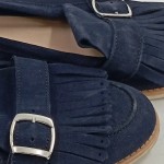 Vorschaubild 2 von Damen Loafer Slipper Blau Gr. 40 Halbschuhe mit Fransen Schnalle Slipper