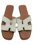 Vorschaubild 2 von Damen Pantoletten Gr 41 Weiß Leder Nieten Casual Freizeit
