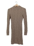Vorschaubild 1 von Strickkleid Damen Midikleid Zopfstrick Braun Gr. 38 M Herbst Winter