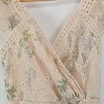 Vorschaubild 4 von Spitzenkleid Damen Beige Blumenmuster Kurzarm Midikleid Gr. 36 S