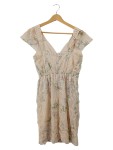 Vorschaubild 2 von Spitzenkleid Damen Beige Blumenmuster Kurzarm Midikleid Gr. 36 S