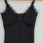 Vorschaubild 3 von Damen Strickkleid Minikleid Spitze Schleife Schwarz Gr. 32 XXS