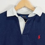 Vorschaubild 3 von Rugby Pullover Herren Gr. 44 XXL Blau Polo Kragen Logo-Stickerei