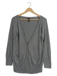 Vorschaubild 1 von Strickjacke Damen Gr. 38 M Grau Viskose Rippstrick Casual Freizeit