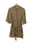 Vorschaubild 1 von Hemdblusenkleid Damen Grün Gr. 38 M Freizeit Viskose Midikleid Uni