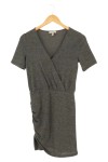 Vorschaubild 1 von Damen Strickkleid Grau Gr. 38/M Casual Wickelkleid Kurzarm Meliert
