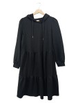 Vorschaubild 1 von Damen Hoodie Kleid Gr. 38 M Schwarz Kapuze Freizeitkleid Uni Polyester