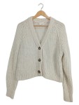 Vorschaubild 1 von Damen Strickjacke L Beige Strukturmuster Langarm Knopfleiste Gr. 40