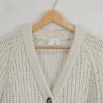 Vorschaubild 3 von Damen Strickjacke L Beige Strukturmuster Langarm Knopfleiste Gr. 40