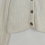 Vorschaubild 4 von Damen Strickjacke L Beige Strukturmuster Langarm Knopfleiste Gr. 40