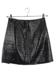 Vorschaubild 2 von Lederrock Mini Krokodil Optik Schwarz Damen Gr. 38 Party Glamour