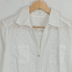 Vorschaubild 3 von Damen Hemdbluse Gr. 38 Weiß Baumwolle 3/4-Arm Strukturmuster